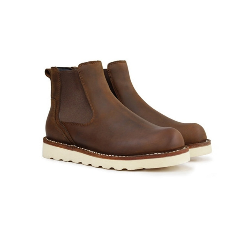 WL The new dark brown leather Chelsea boots of the  brand have the style of classic American work boots.