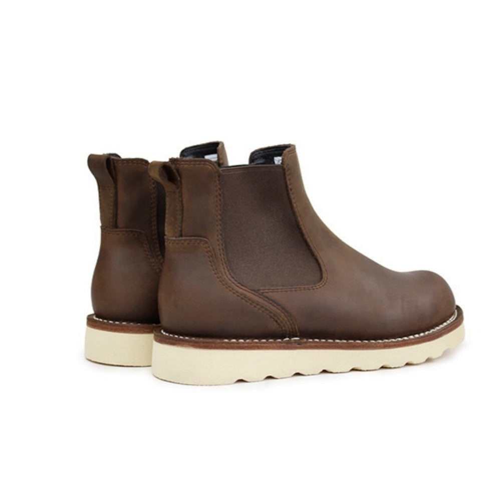 WL The new dark brown leather Chelsea boots of the  brand have the style of classic American work boots.
