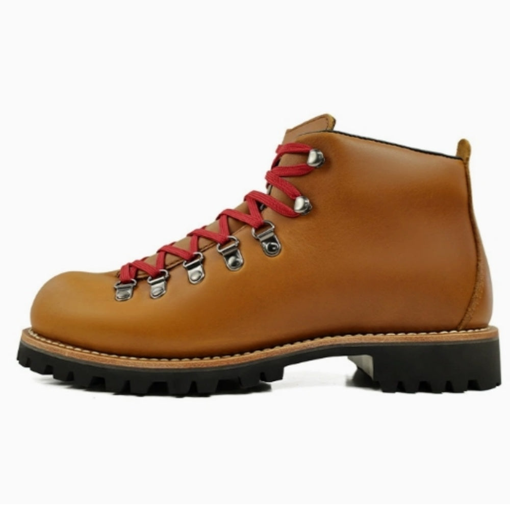 WL New product - Goodyear rubber-soled brown top-grain cowhide hiking boots for outdoor trekking
