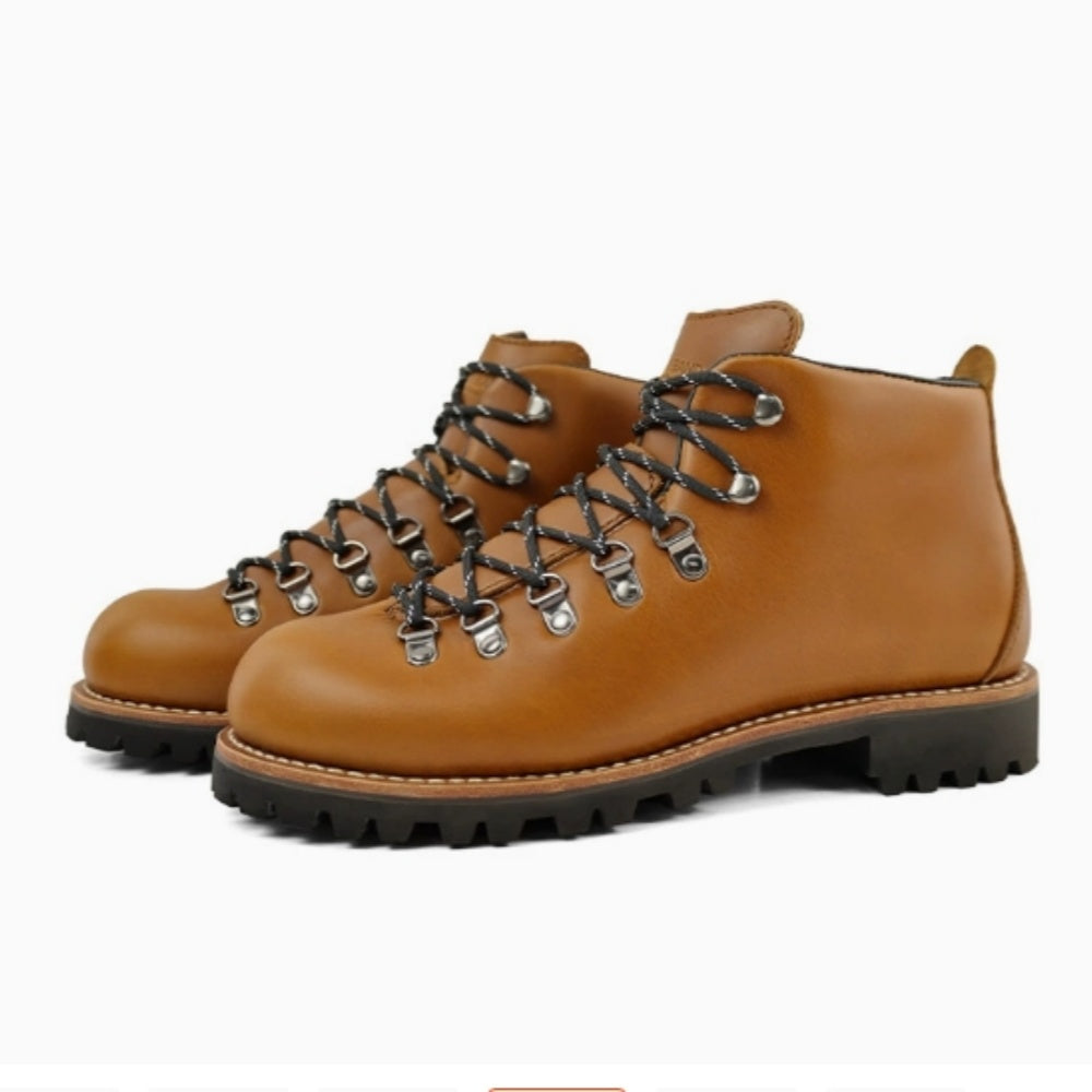 WL New product - Goodyear rubber-soled brown top-grain cowhide hiking boots for outdoor trekking
