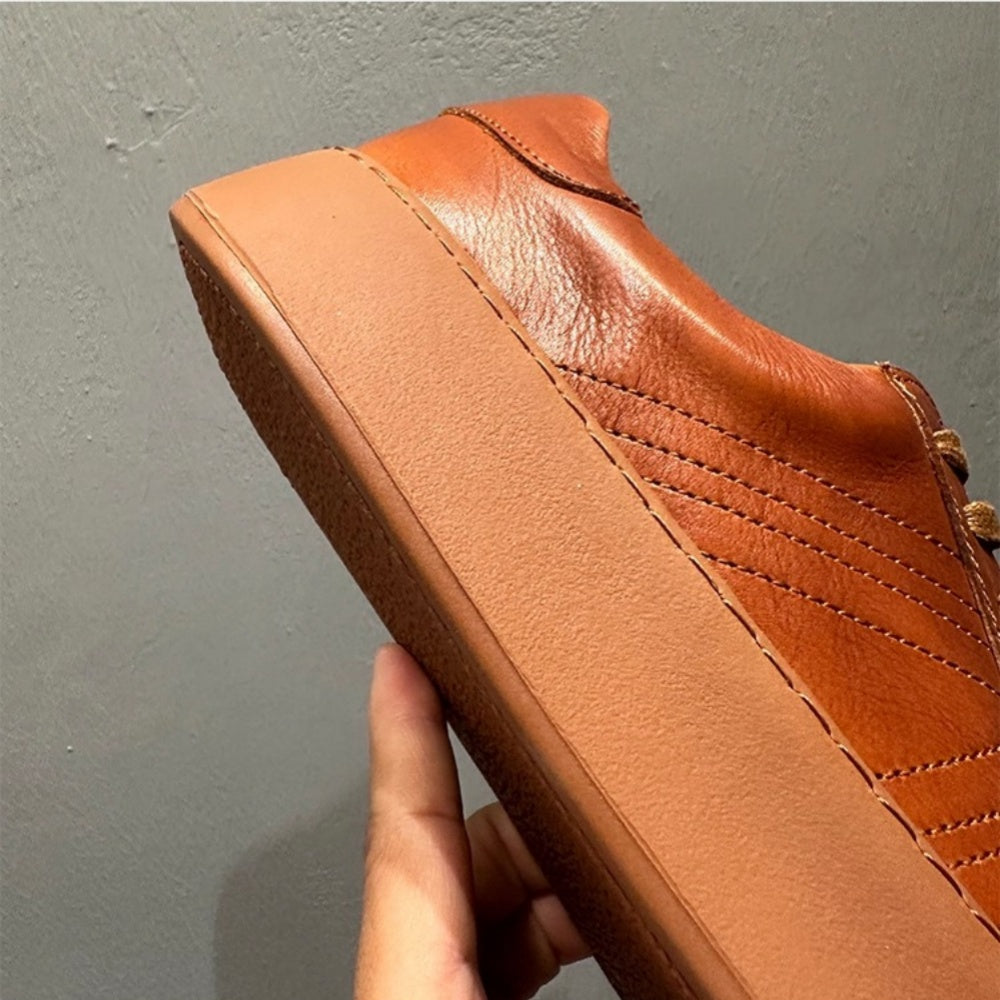 Retro cowhide casual men's shoes, thick-soled platform shoes - fashionable sports shoes