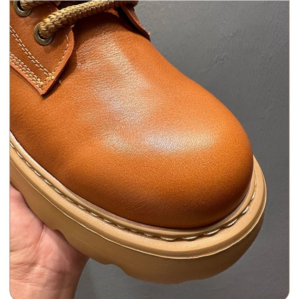 Leather thick-soled high-top casual ankle boots, chunky heel men's boots, Chelsea boots