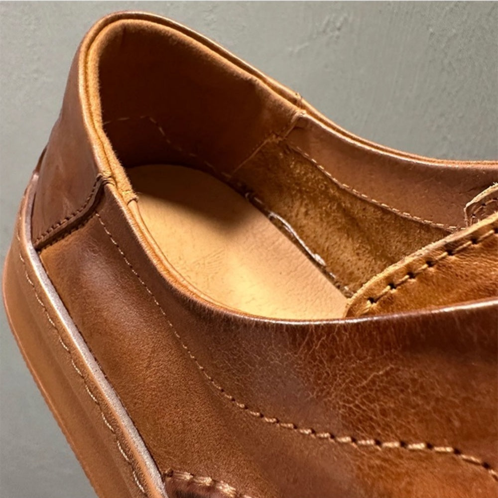 Retro men's soft leather shoes - lace-up thick-soled, casual, durable and multi-functional flat shoes