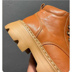 Leather thick-soled high-top casual ankle boots, chunky heel men's boots, Chelsea boots