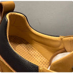 Men's genuine leather casual shoes, with a sporty style, designed to enhance the height of the feet.