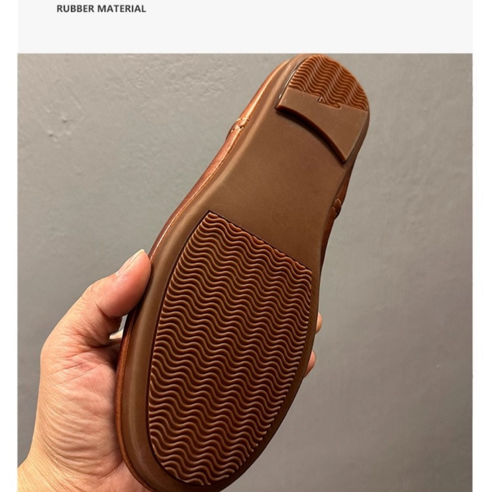 QHCCID Handmade Horsehide Loafers for Men Retro Casual Shoes Lazy Shoes Loafers New Style men’s shoes