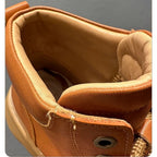 Leather thick-soled high-top casual ankle boots, chunky heel men's boots, Chelsea boots