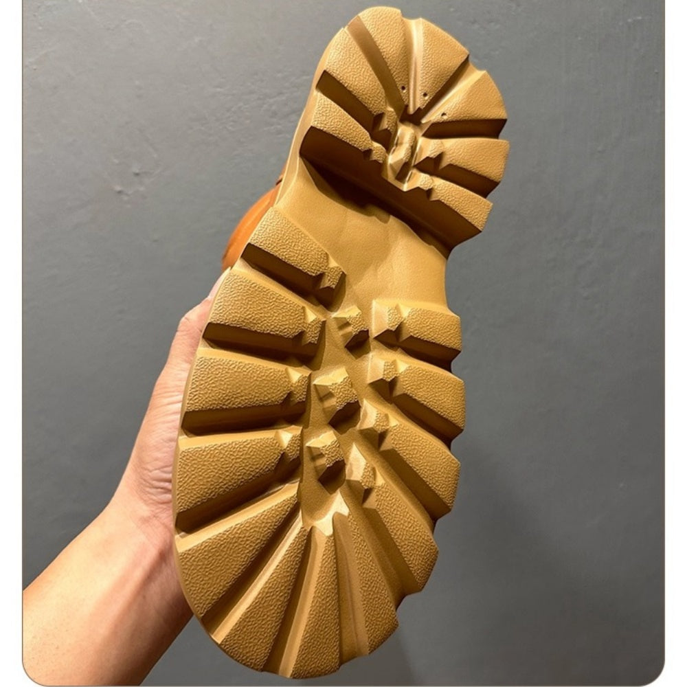 Leather thick-soled high-top casual ankle boots, chunky heel men's boots, Chelsea boots