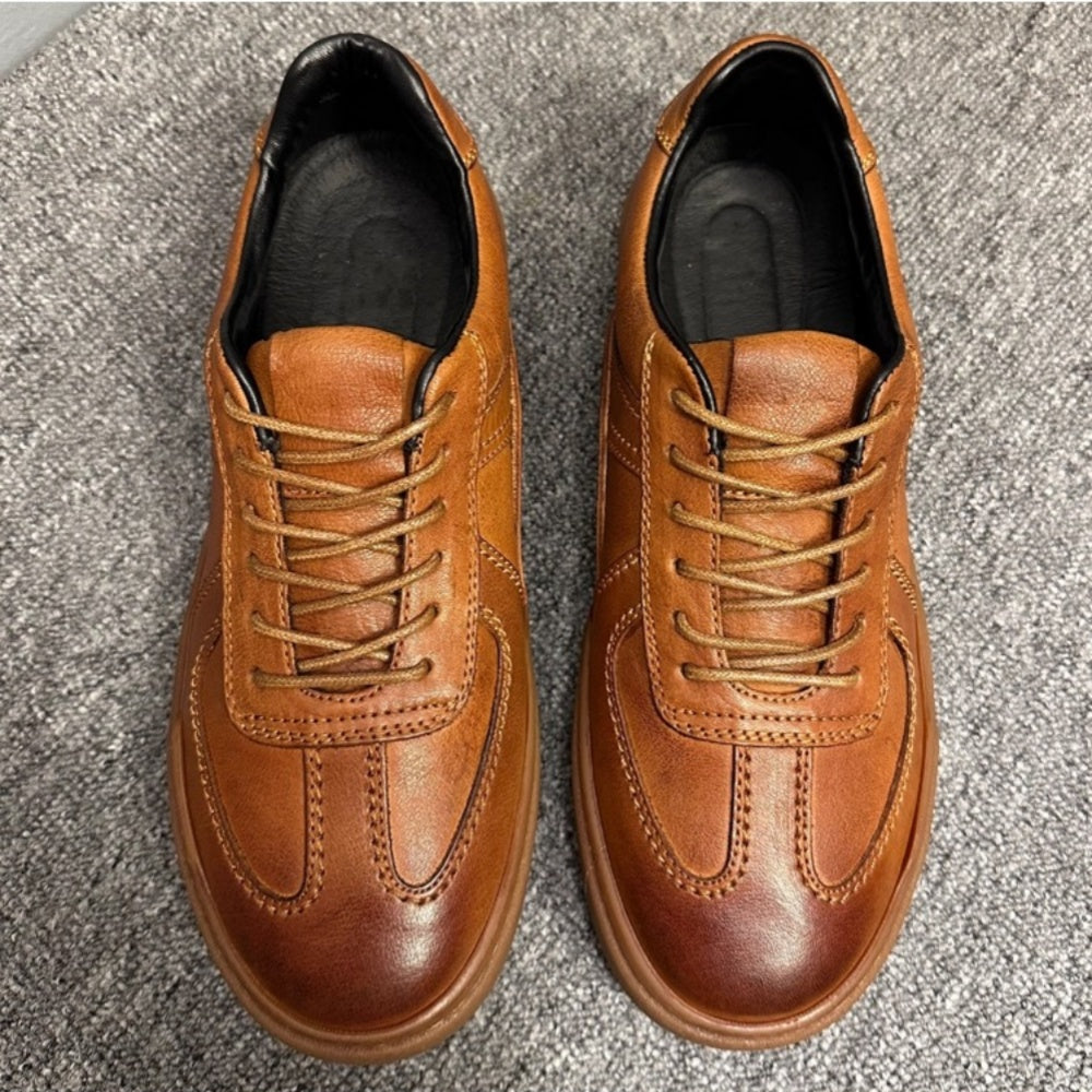 Men's casual sports shoes, fashionable and retro, made of high-quality leather, soft and comfortable.