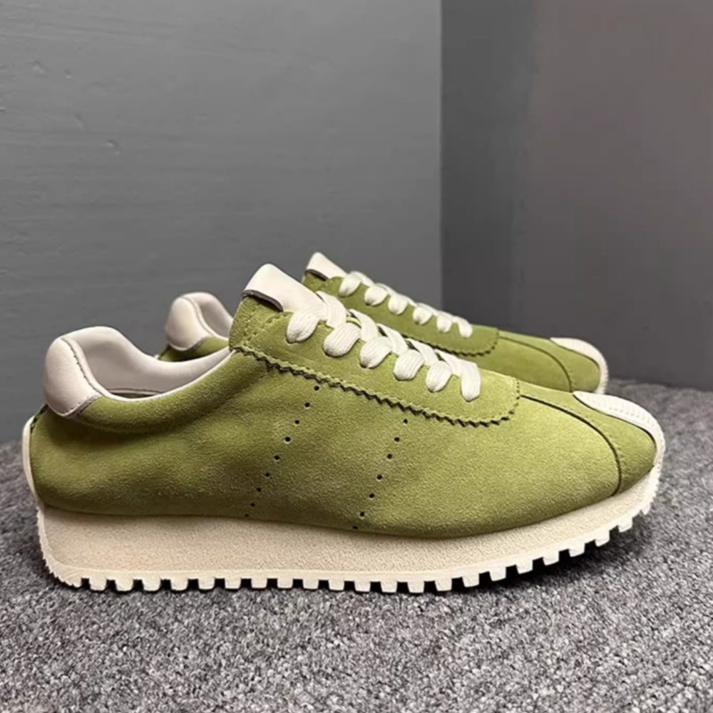 Men's casual sports shoes, thick-soled walking shoes, fashionable genuine leather sports shoes