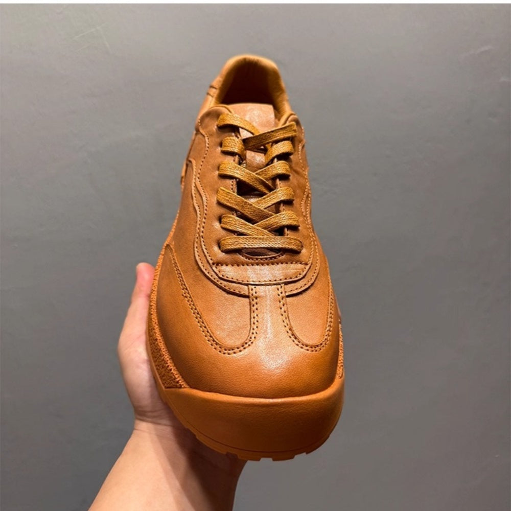 Men's leather shoes - Durable sports shoes - Men's fashionable low-top casual shoes - Height-boosting shoes