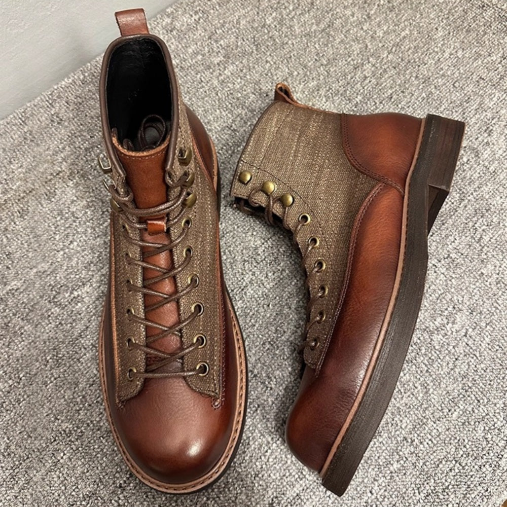 Leather Vintage Style Men's Boots - High-Quality Ankle Leather Boots - Luxurious Handmade Leather Boots