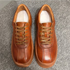 Retro cowhide casual men's shoes, thick-soled platform shoes - fashionable sports shoes