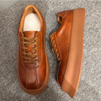 Men's leather retro casual shoes - Thick-soled high-heeled shoes - Multi-purpose sneakers