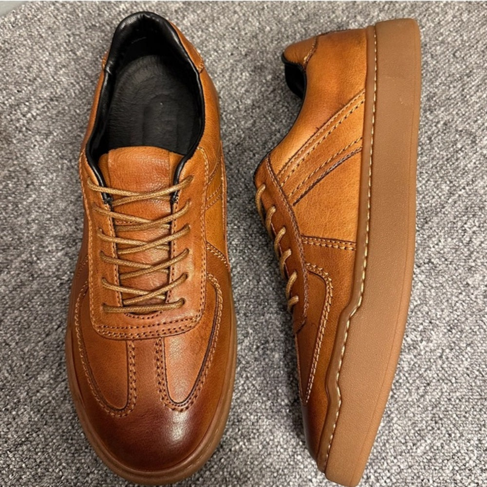 Men's casual sports shoes, fashionable and retro, made of high-quality leather, soft and comfortable.