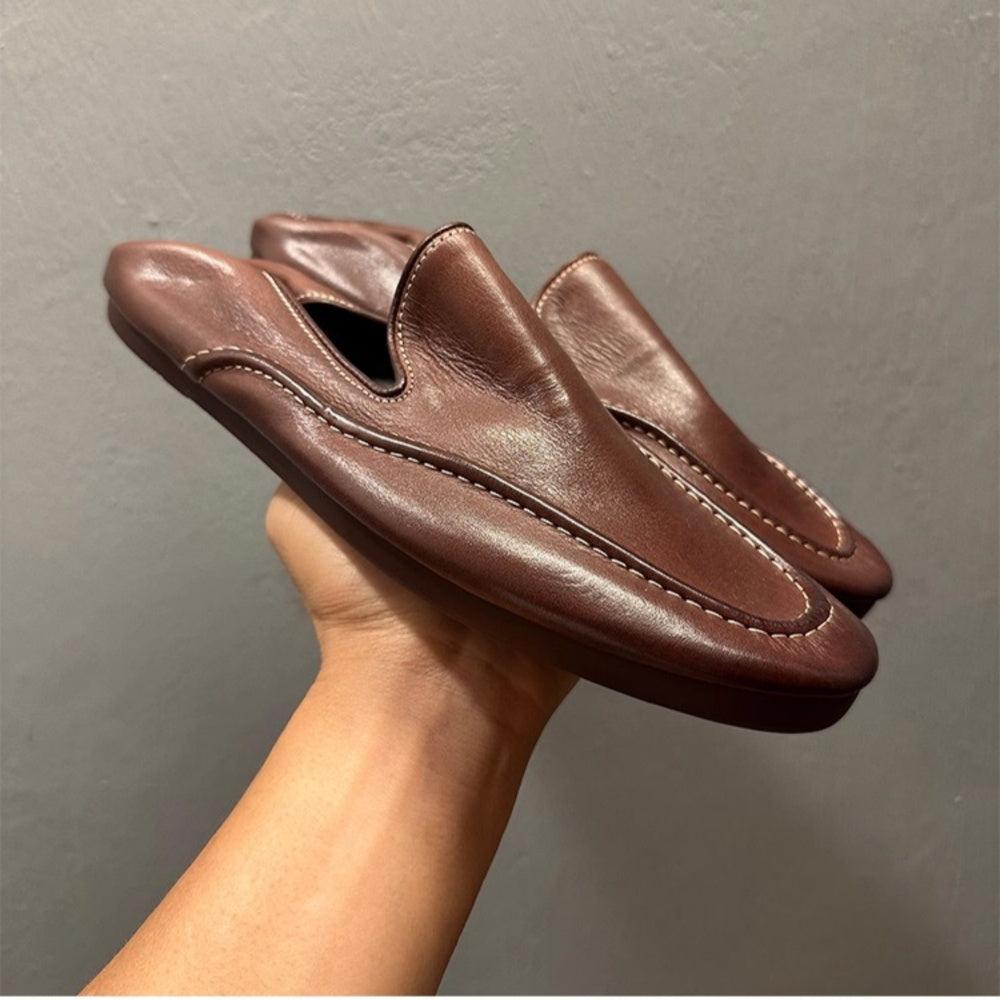 QHCCID Handmade Horsehide Loafers for Men Retro Casual Shoes Lazy Shoes Loafers New Style men’s shoes