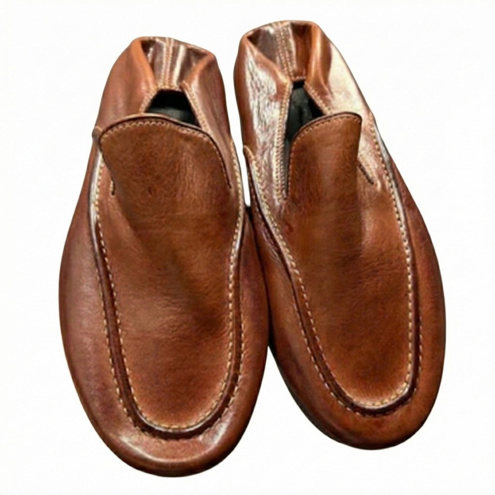 Men's handmade leather Leffo shoes, mini casual shoes, lazy shoes, Leffo shoes, new men's shoes