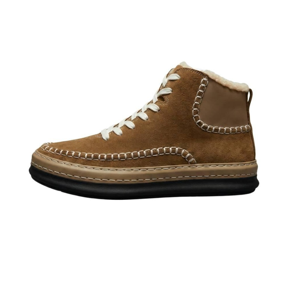 Men's new high-end warm winter thick-soled warm sheepskin boots in high-top style
