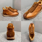 QHCCID Fashion Men's High Top lightweight comfortable cowhide casual trendy men's shoes