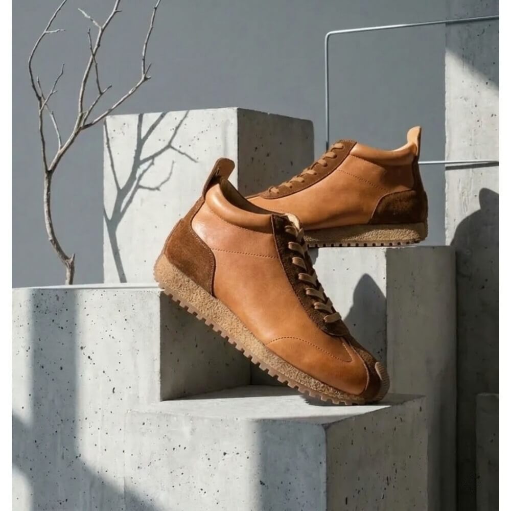 QHCCID Fashion Men's High Top lightweight comfortable cowhide casual trendy men's shoes
