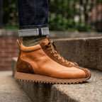QHCCID Fashion Men's High Top lightweight comfortable cowhide casual trendy men's shoes