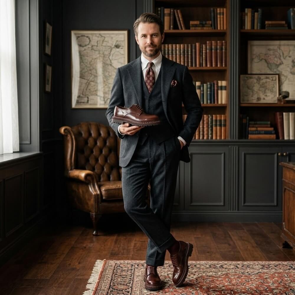 QHCCID | Handcrafted Vintage Horsehide Derby Shoes
