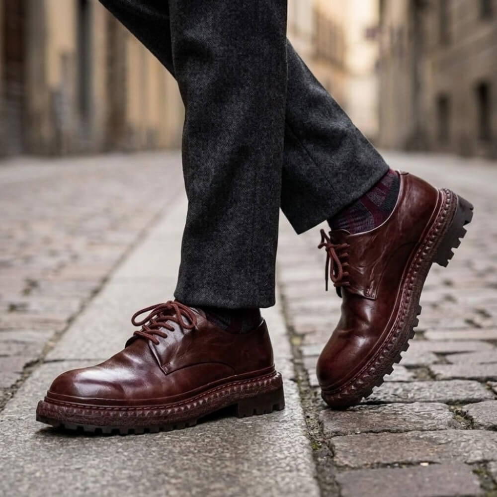 QHCCID | Handcrafted Vintage Horsehide Derby Shoes