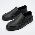 QHCCID | Lychee Pattern Leather Flat Shoes