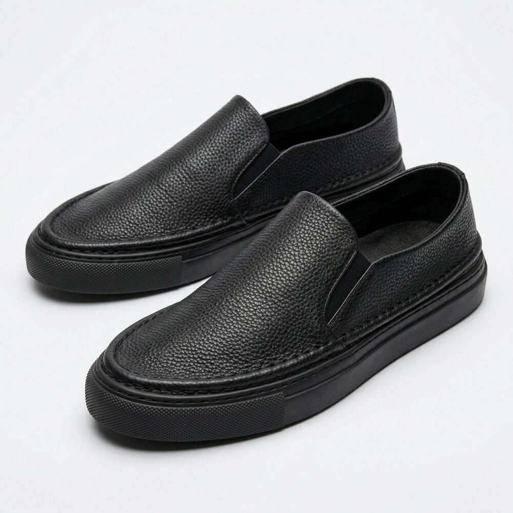 QHCCID | Lychee Pattern Leather Flat Shoes