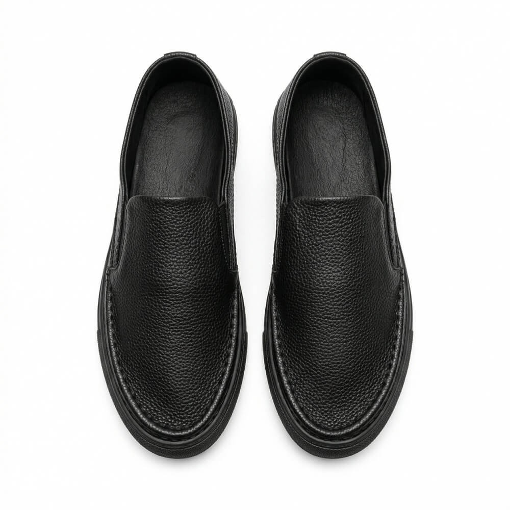 QHCCID | Lychee Pattern Leather Flat Shoes