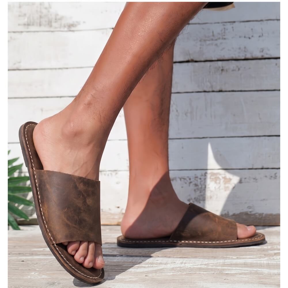 Handmade genuine leather casual slippers