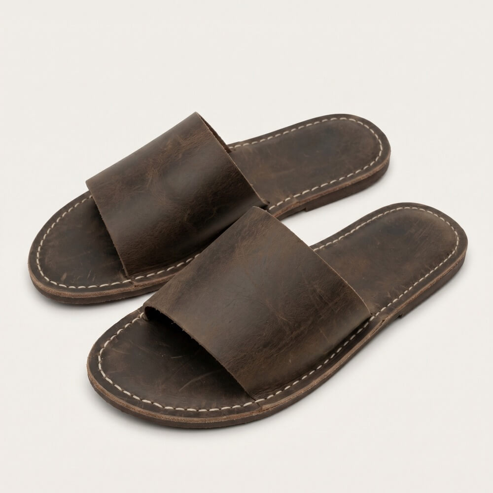 Handmade genuine leather casual slippers
