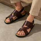 Leather cross-strip sandals