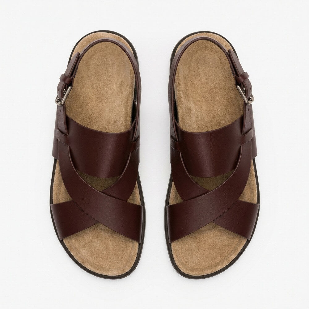Leather cross-strip sandals