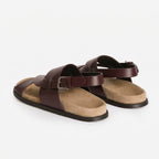 Leather cross-strip sandals