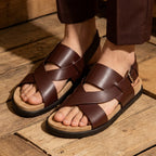 Leather cross-strip sandals