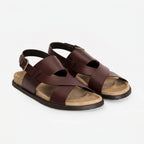 Leather cross-strip sandals