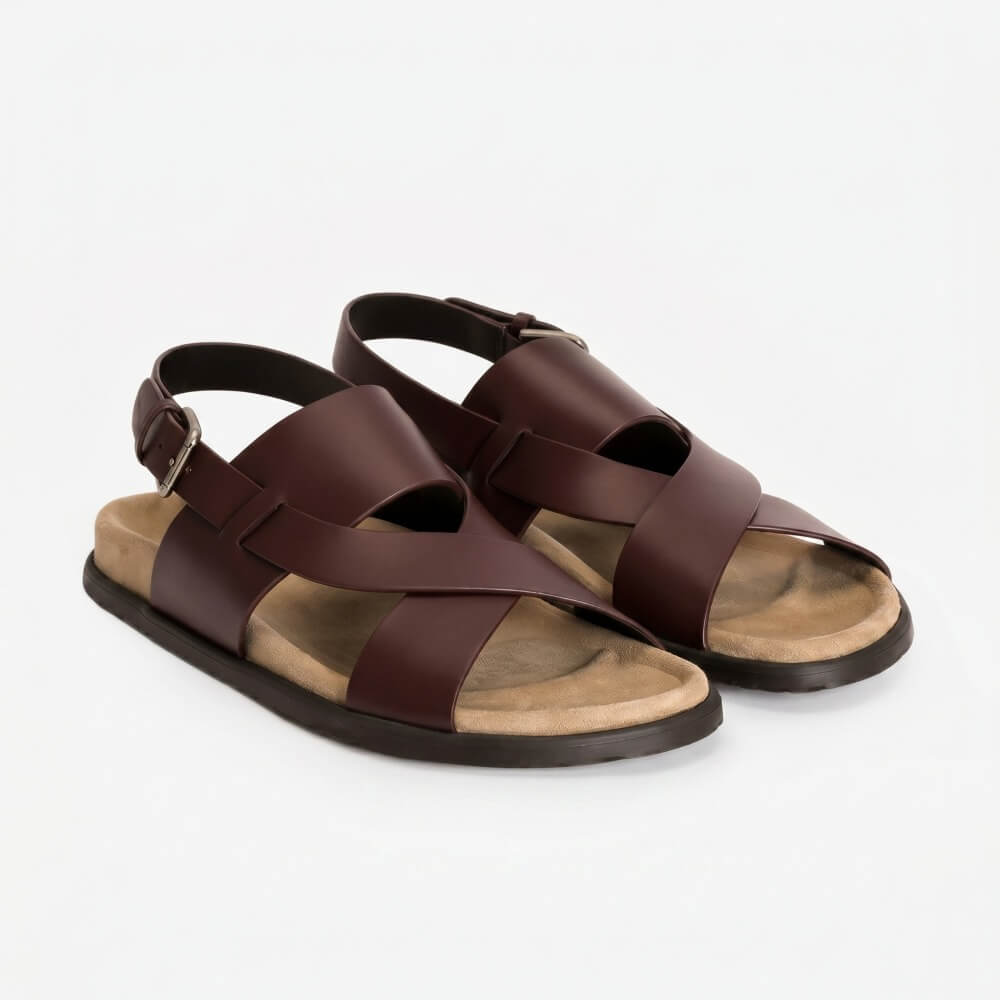 Leather cross-strip sandals