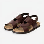 Leather cross-strip sandals
