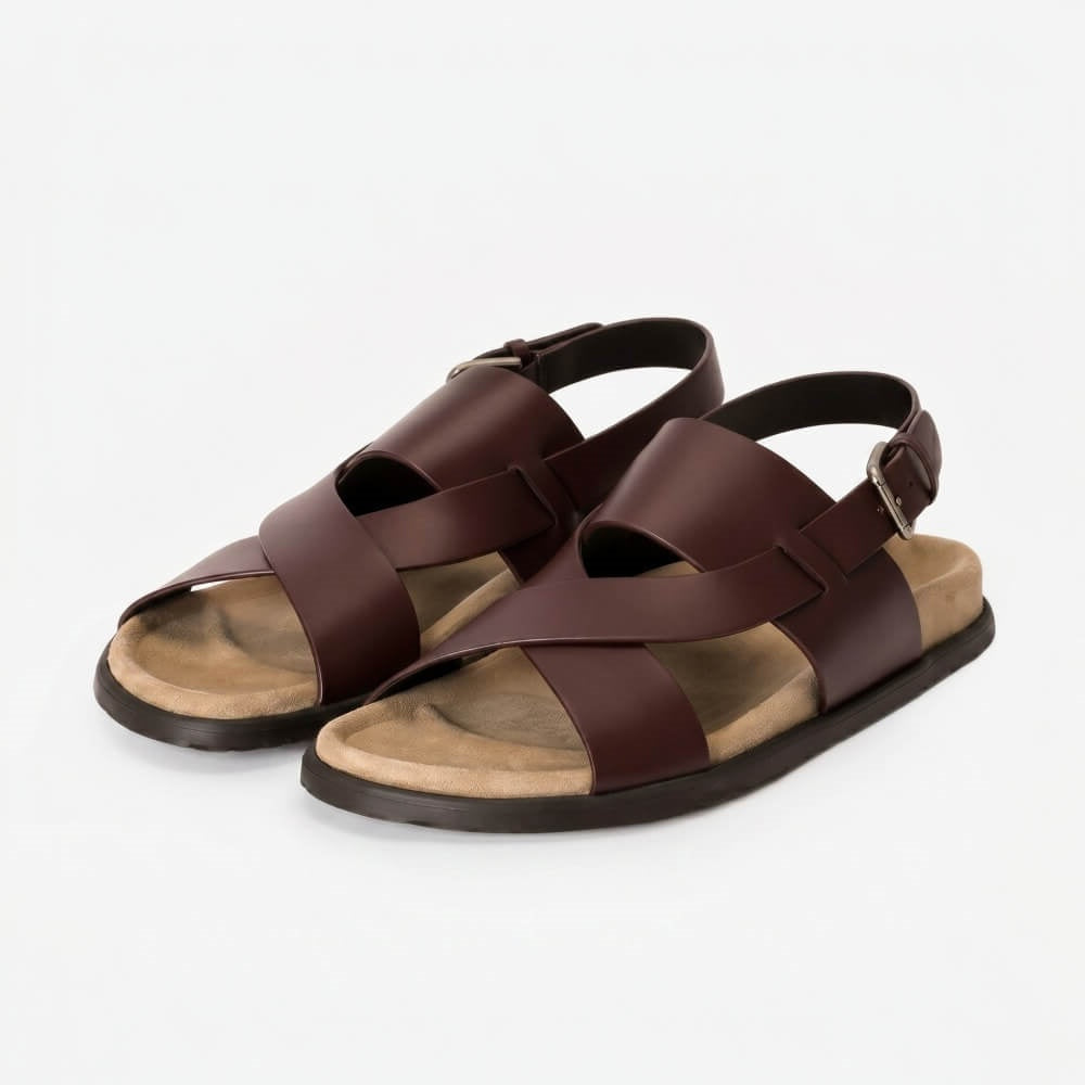 Leather cross-strip sandals