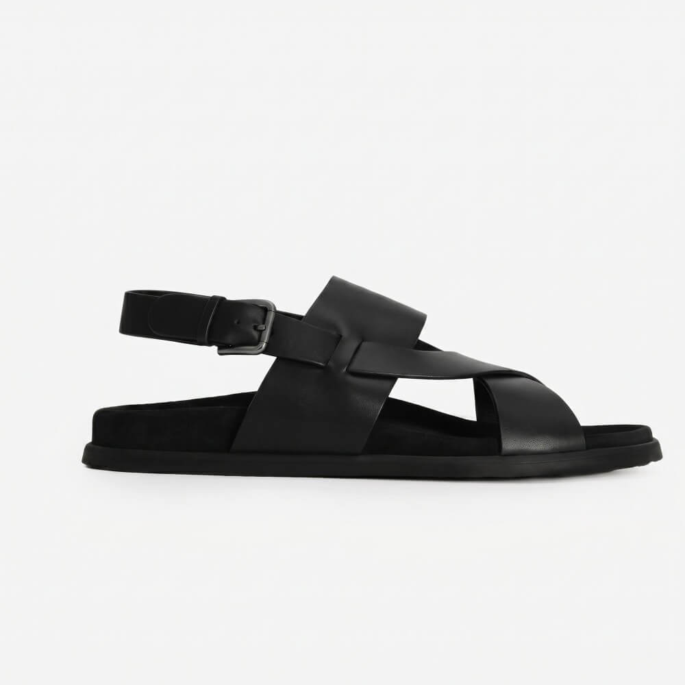 Leather cross-strip sandals