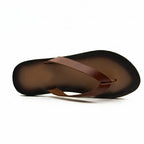 Dark brown leather flip-flops
