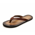 Dark brown leather flip-flops