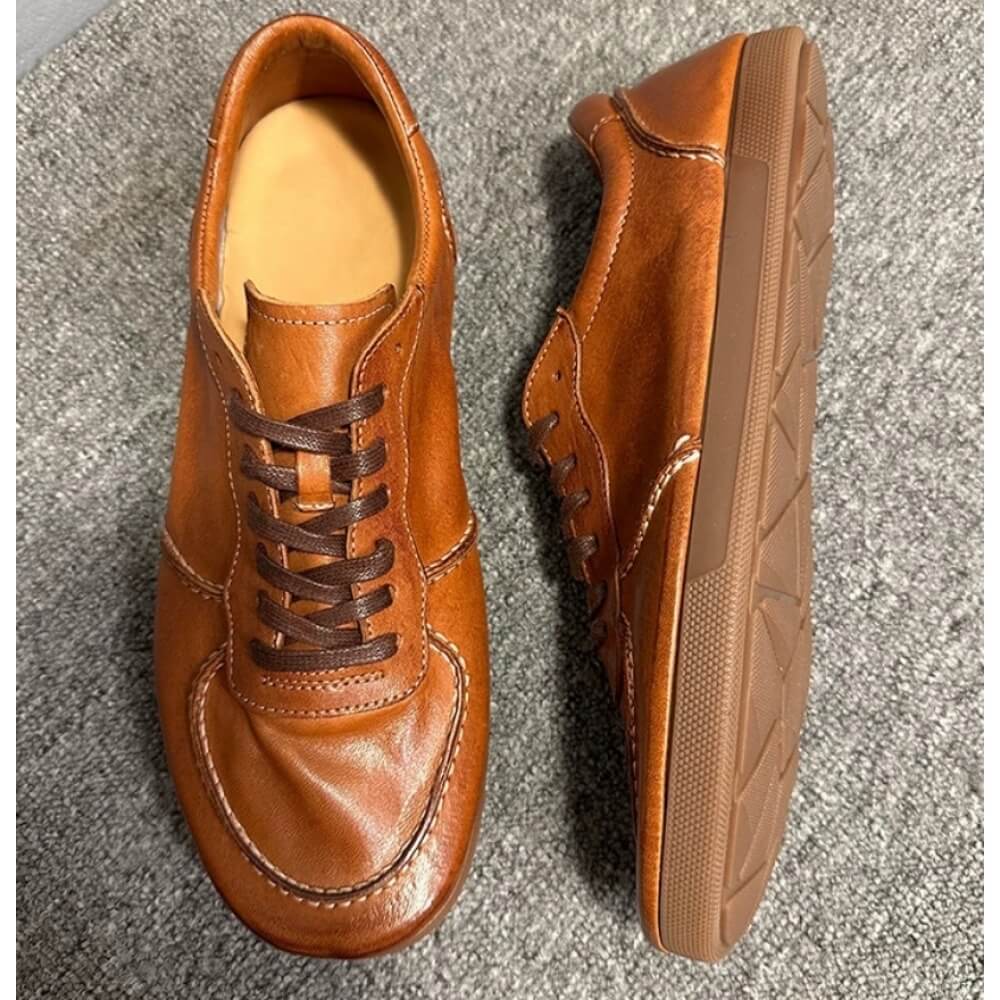 QHCCID | Wax leather retro casual sneakers