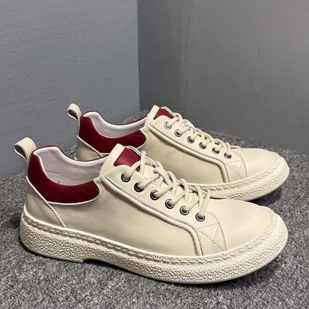 Men's genuine leather casual shoes, with a sporty style, designed to enhance the height of the feet.