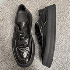 Retro men's soft leather shoes - lace-up thick-soled, casual, durable and multi-functional flat shoes