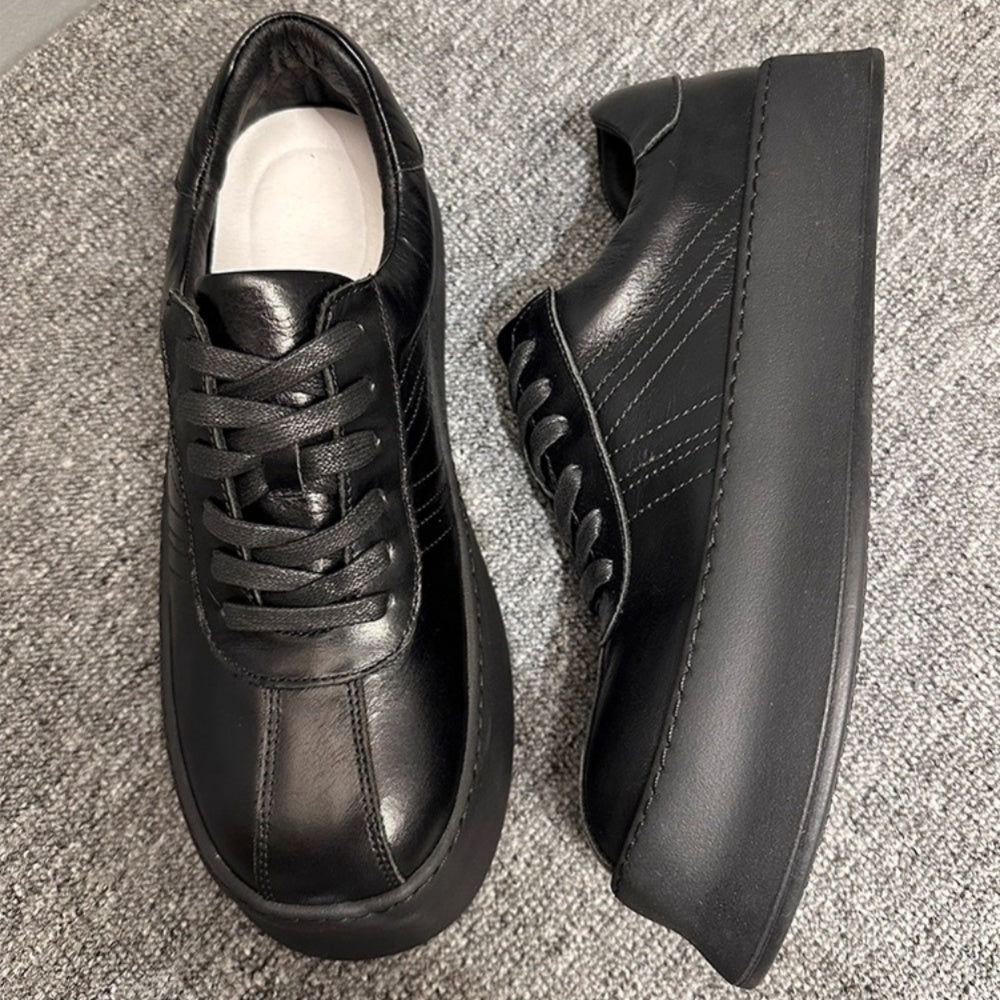 Men's leather retro casual shoes - Thick-soled high-heeled shoes - Multi-purpose sneakers