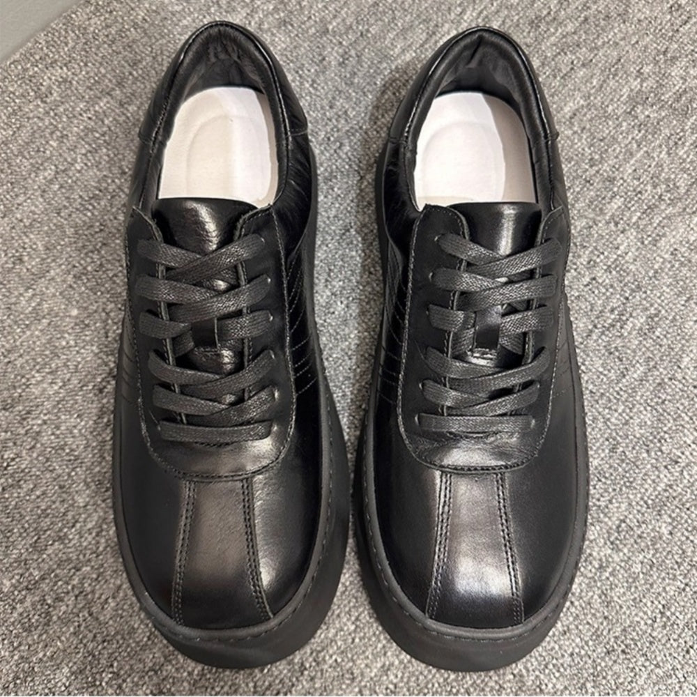 Men's leather retro casual shoes - Thick-soled high-heeled shoes - Multi-purpose sneakers