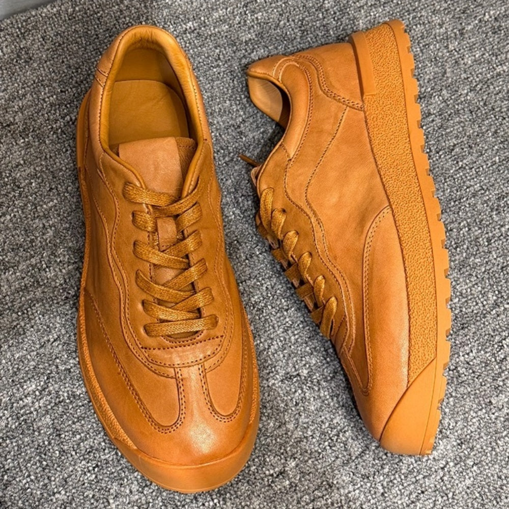 Men's leather shoes - Durable sports shoes - Men's fashionable low-top casual shoes - Height-boosting shoes