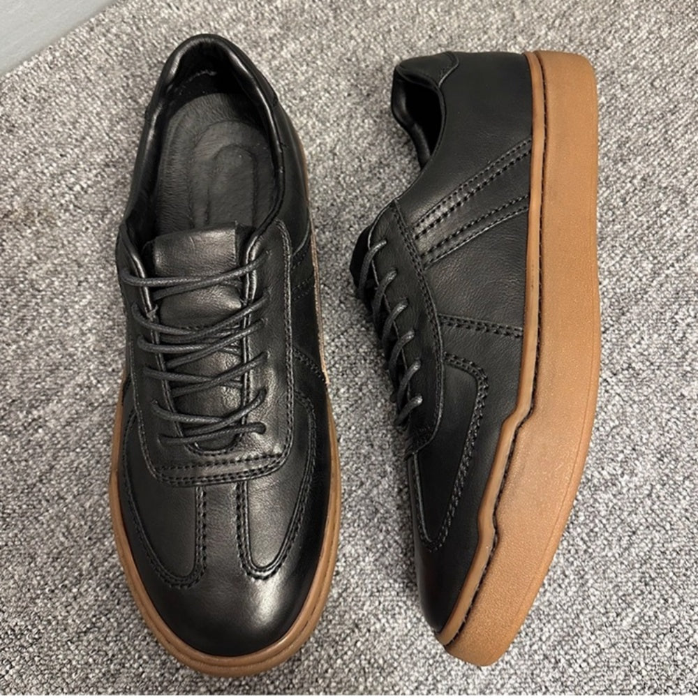 Men's casual sports shoes, fashionable and retro, made of high-quality leather, soft and comfortable.